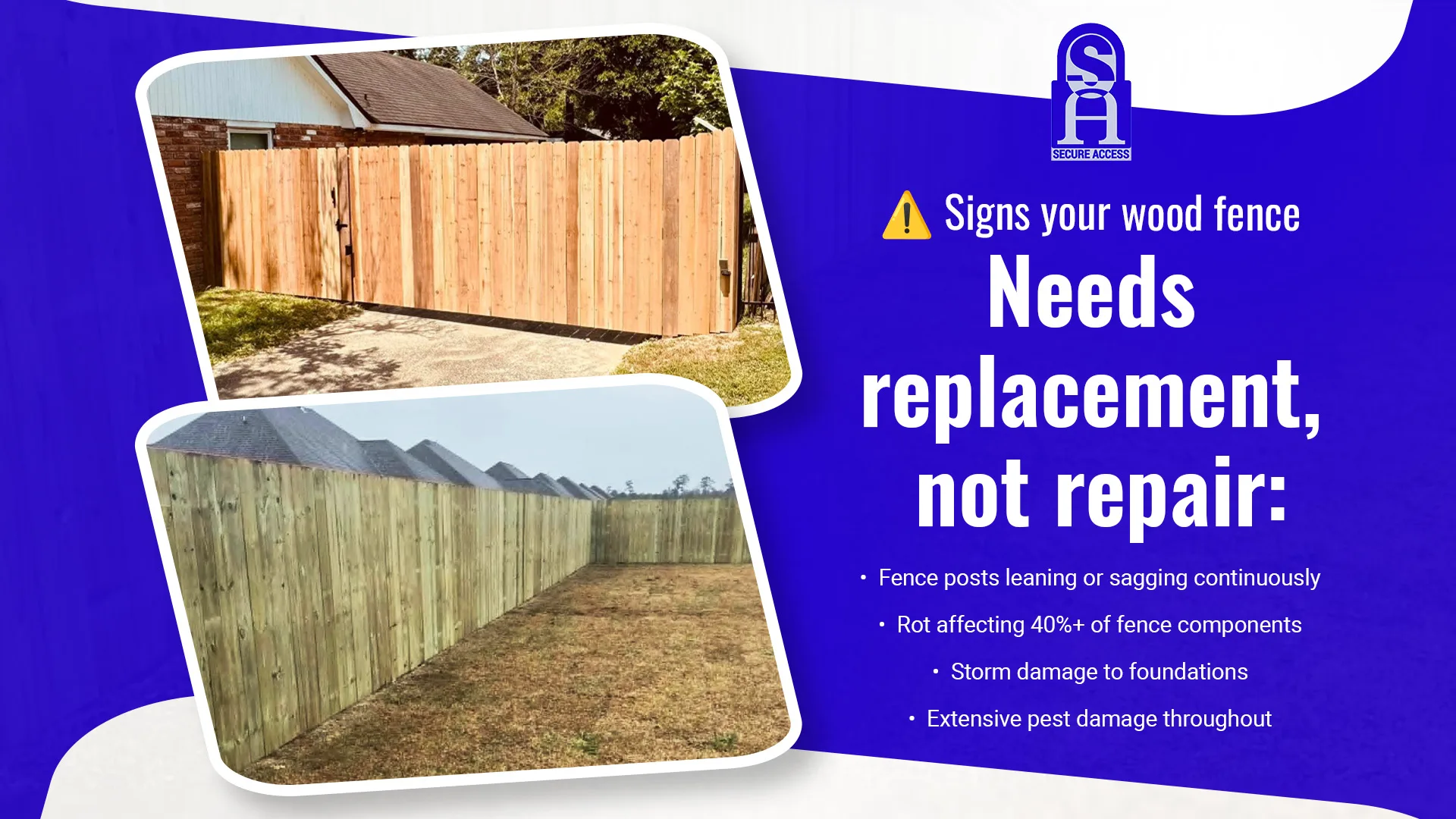 Wood Fence Repair vs. Replacement in Louisiana: Secure Access LLC Explains When to Choose Each